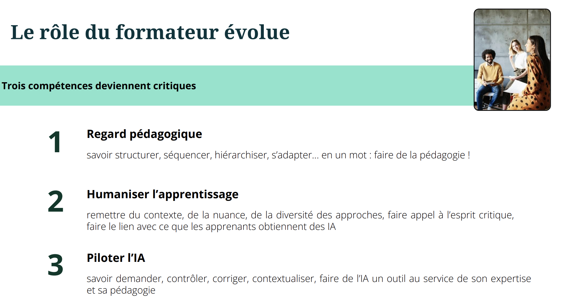 Le r&ocirc;le du formateur &eacute;volue
