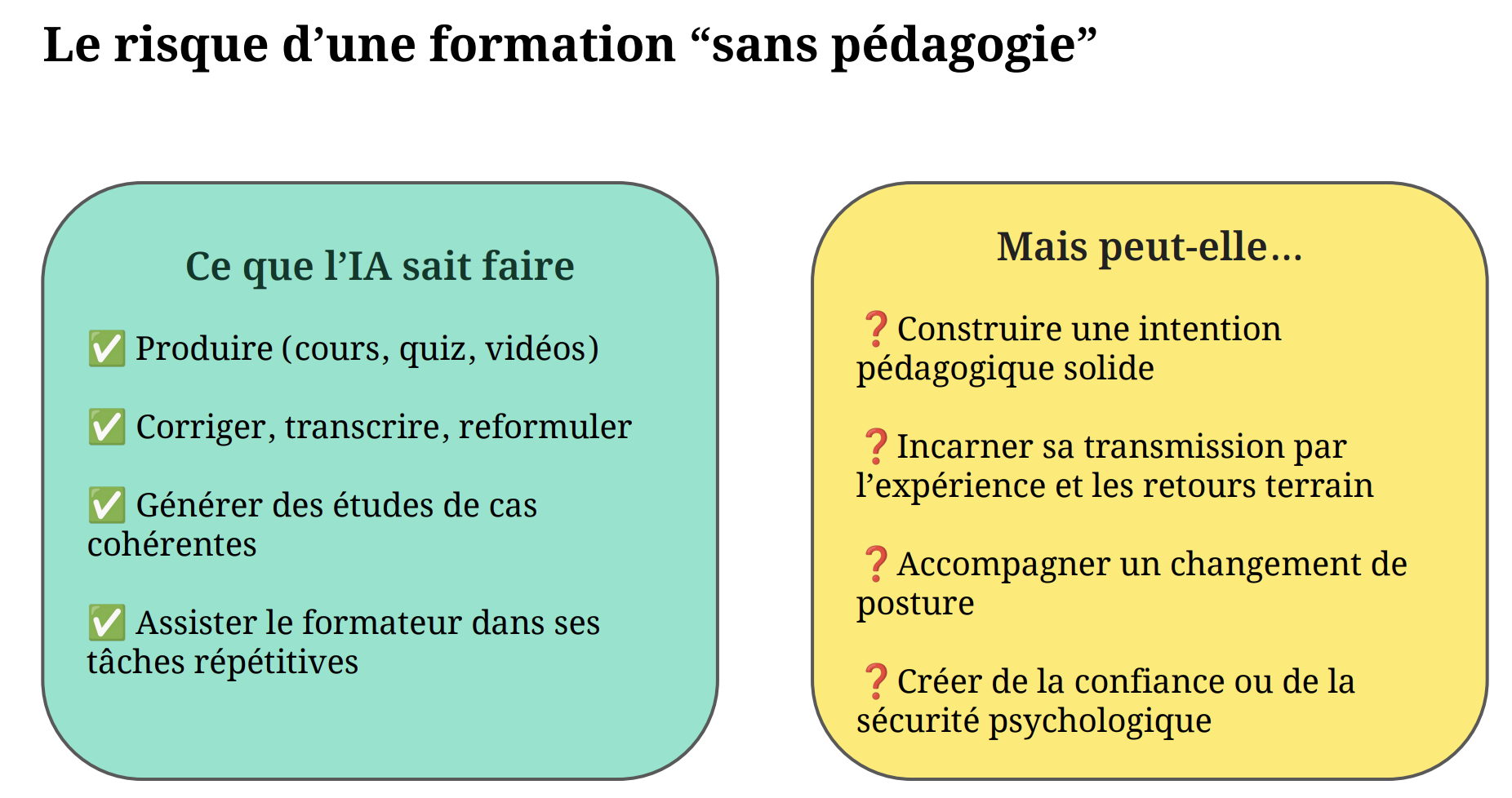 Le risque d'une formation sans p&eacute;dagogie